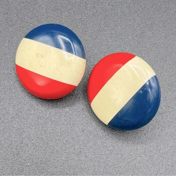 Jewelry - Patriotic Vintage  Red White and Blue Enamel Clip On Earrings